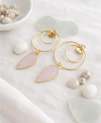 Rose Quartz Hoop Drop Earrings