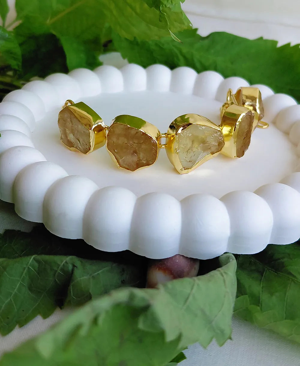Golden Glow Raw Citrine Statement Bracelet