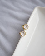Clear Quartz Gold Stud Earrings