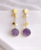 Gold-Plated Amethyst Statement Earrings