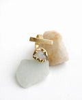 Moonstone Spark Gold Ring with natural raw moonstone gemstone, gold bar detail and 18K gold-plated adjustable band.