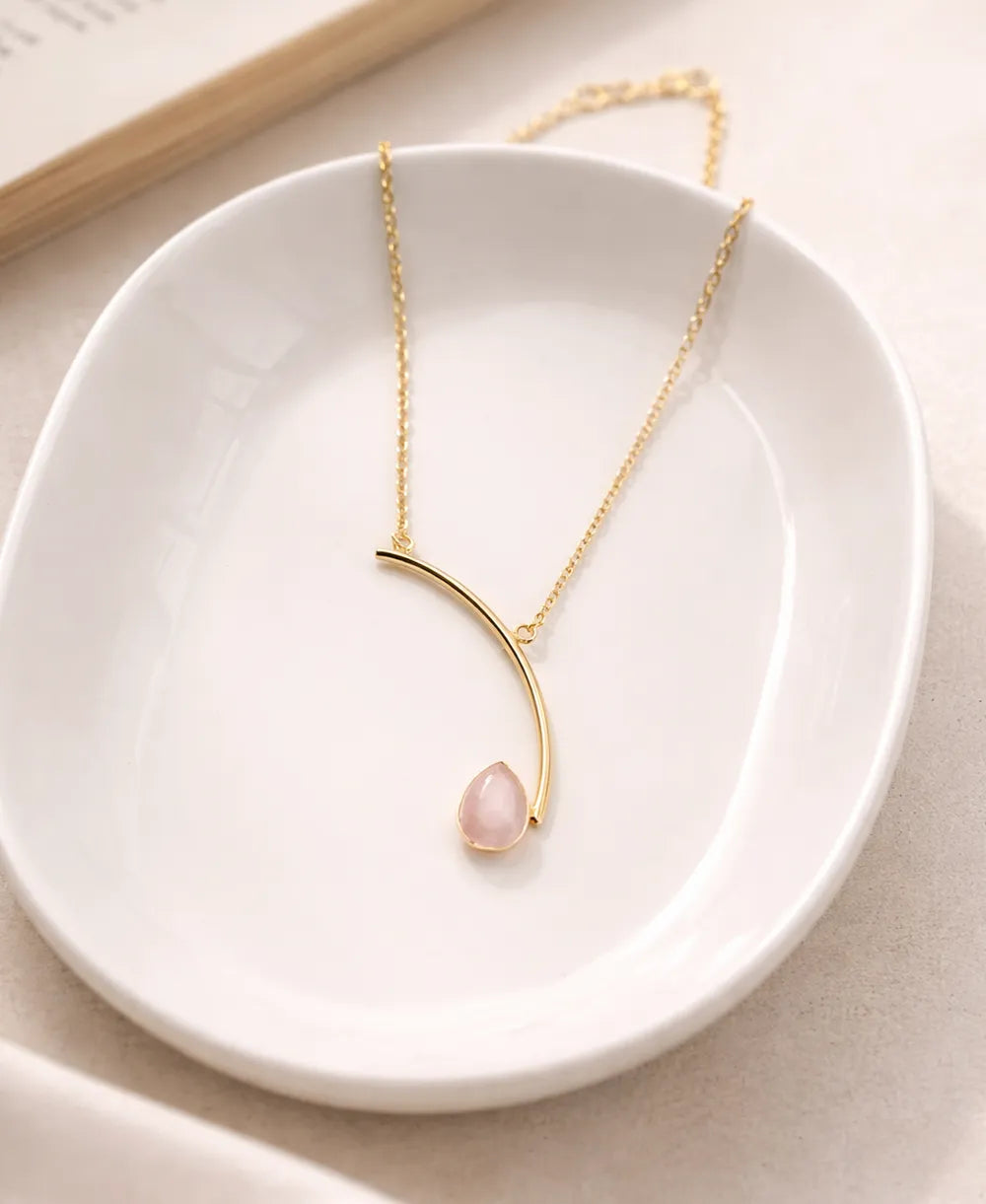 Love Curve Rose Quartz Necklace