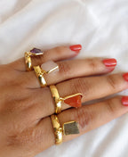 Smoky Quartz Gemstone Adjustable Gold Ring