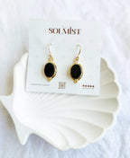 Black Tourmaline Shield Drop Earrings