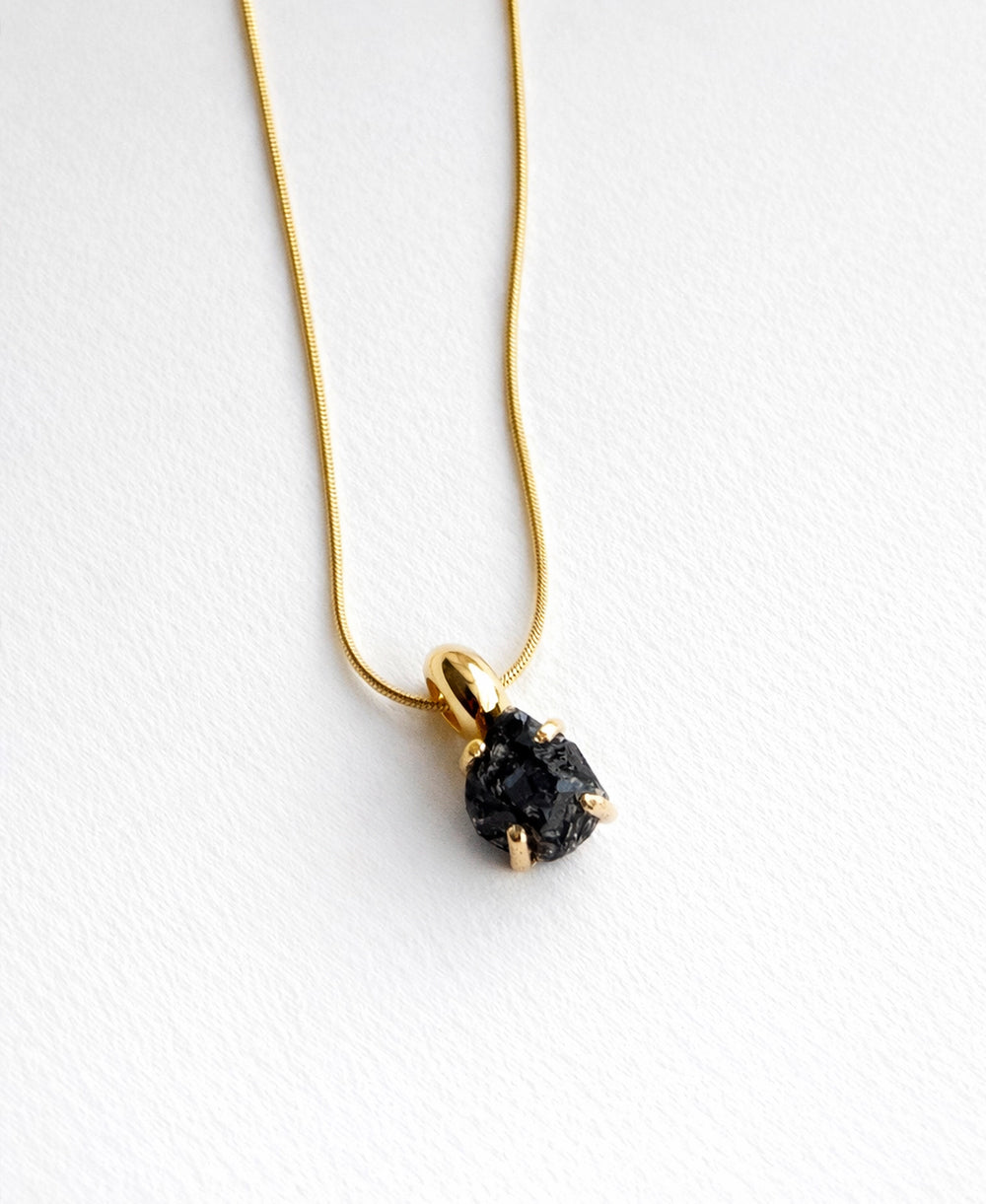 Midnight Onyx 18K Gold Plated Pendant Necklace