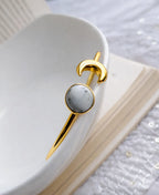 Howlite Moon Open Bangle