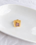 Rose Quartz Textured Gold Statement Ring