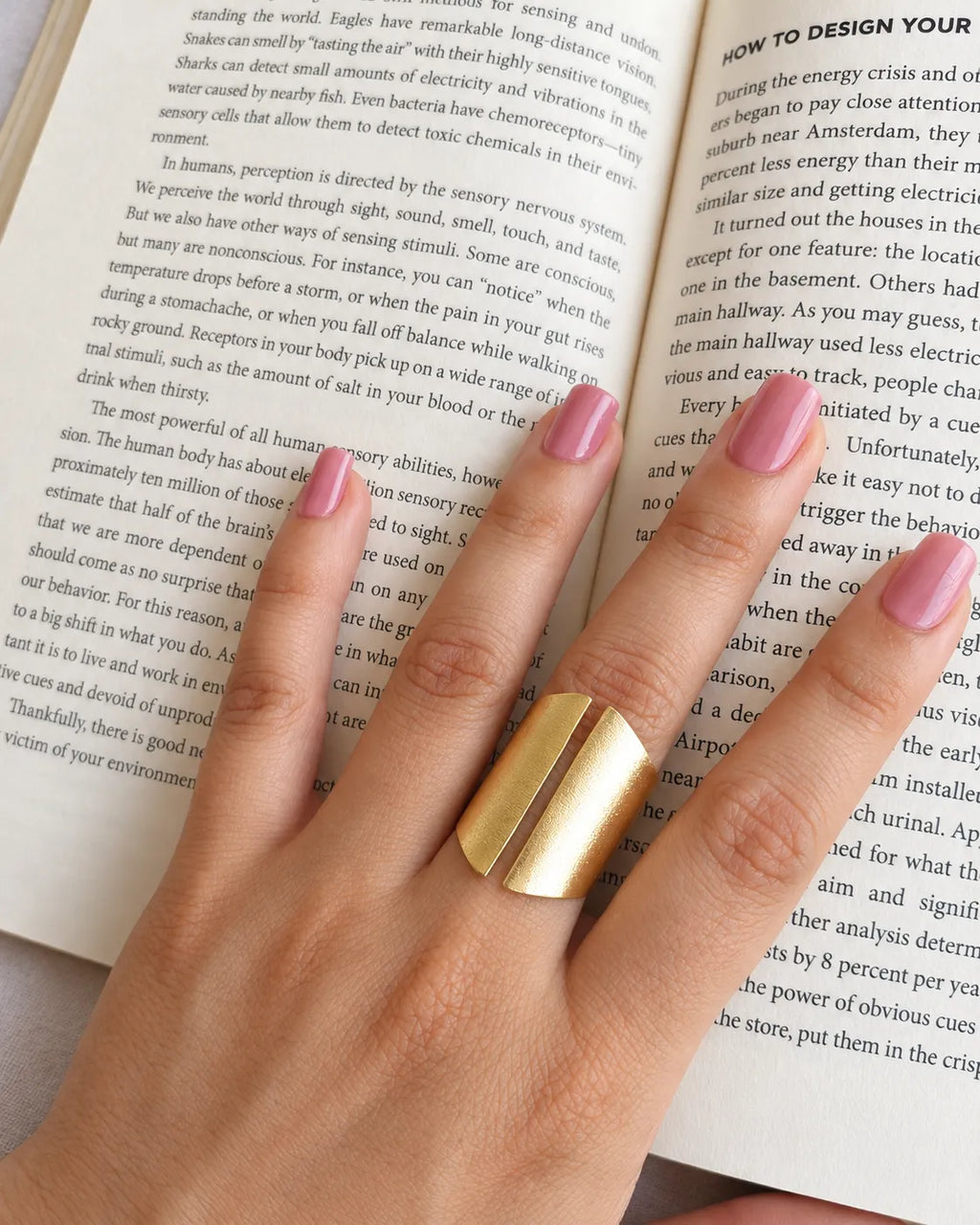 Textured Gold Split Cuff Ring view 4