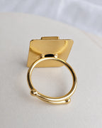 Amazonite Hammered Gold Statement Ring