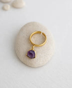 Mystic Aura Raw Amethyst Adjustable Ring