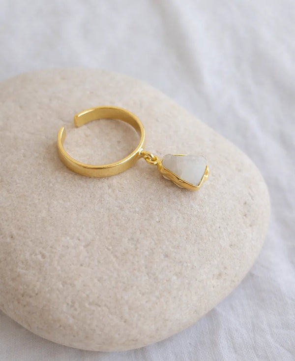 Luna Glow Raw Moonstone Adjustable Ring