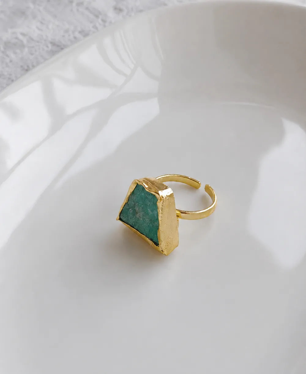 Aqua Muse Amazonite Gold Ring