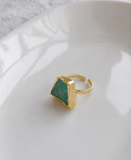 Aqua Muse Amazonite Gold Ring