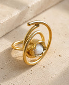 Lunar Glow Moonstone Adjustable Gold Ring