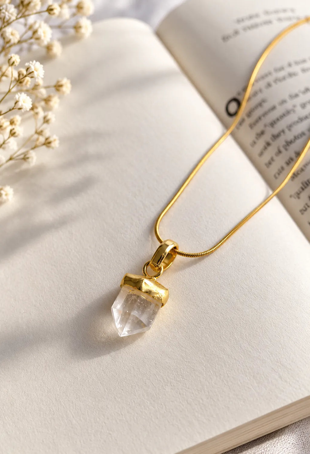 Clear Quartz Crystal Pendant Necklace