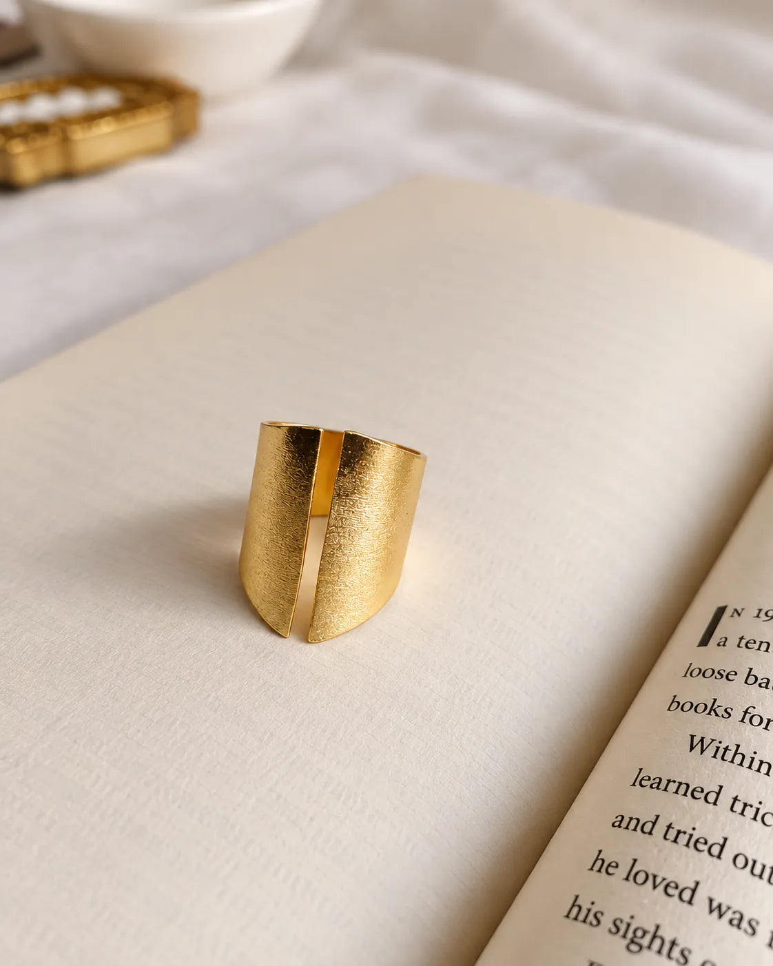 Textured Gold Split Cuff Ring view 5