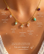 Multi Crystal Charm Gold Necklace