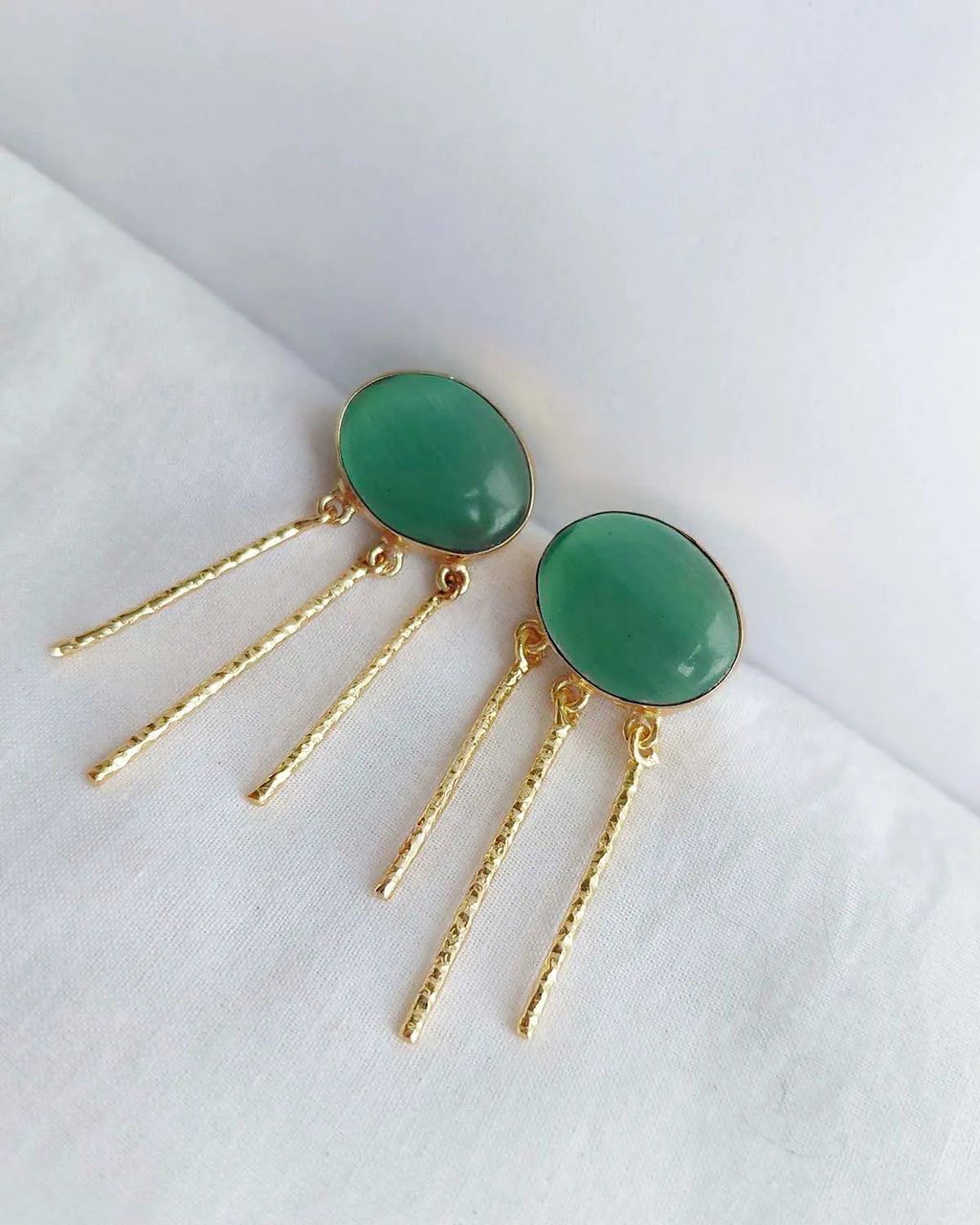 Green Aventurine Muse 18K gold plated drop earrings with natural green stones