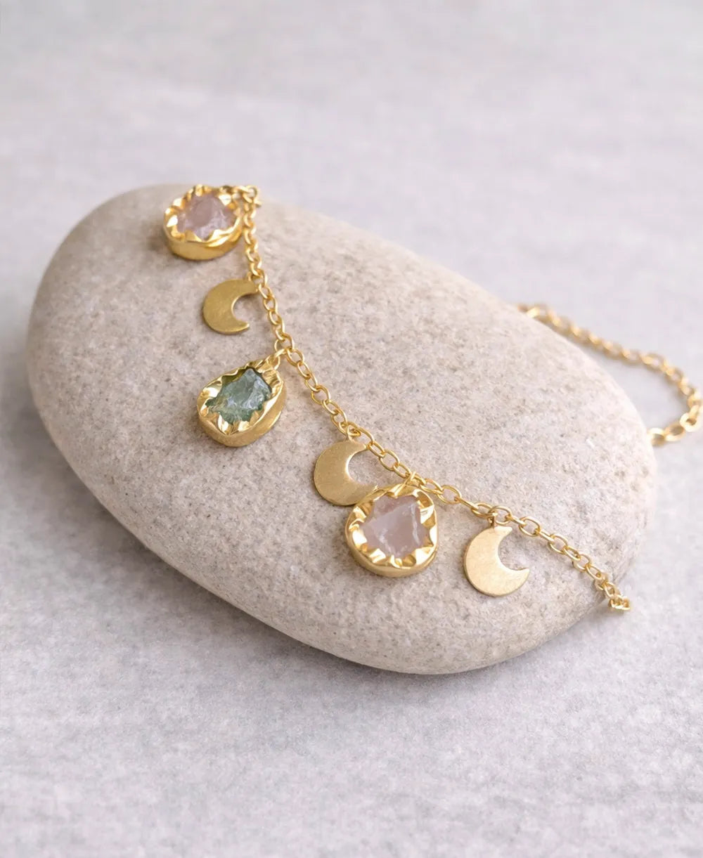 Celestial Aura Raw Stone Charm Bracelet