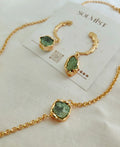 Green Aventurine crescent moon necklace and earring set by Solmist Muse
