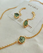 Green Aventurine crescent moon necklace and earring set by Solmist Muse
