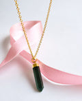 Emerald Green Crystal Point Gold Necklace