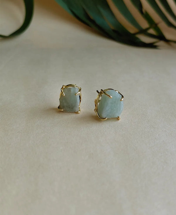 Amazonite Gold Stud Earrings