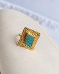 Amazonite Hammered Gold Statement Ring