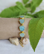 Natural Aquamarine Stone Gold Bracelet