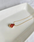 Handmade Carnelian crystal pendant necklace in a gold finish