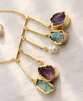 Raw Multi-Stone Bar Fringe Necklace