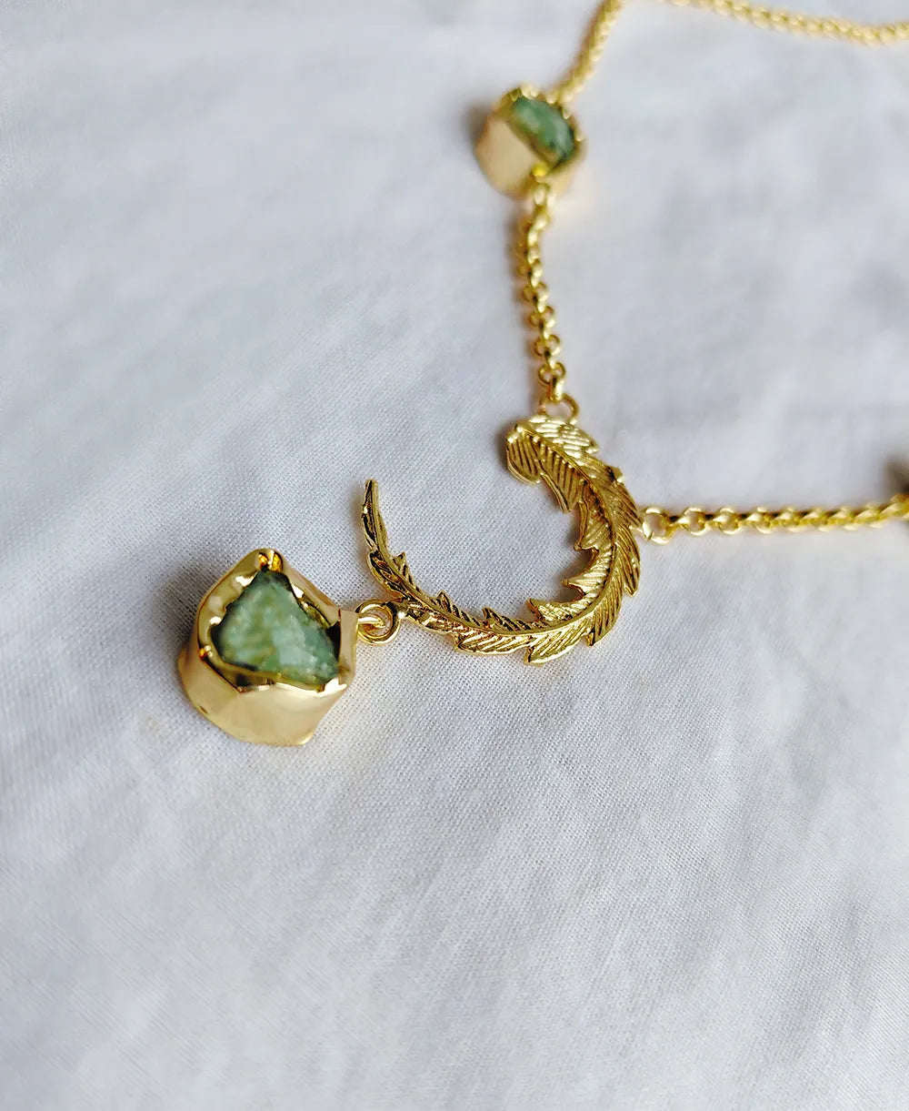 Handmade Green Aventurine necklace and earring set for women