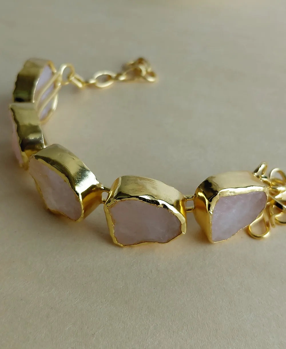 Blush Bloom Rose Quartz 18K Gold Plated Bracelet