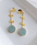 Aqua Coin Amazonite 18K Gold Plated Earrings