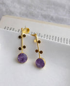 Gold-Plated Amethyst Statement Earrings