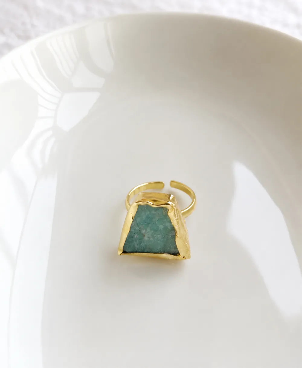Aqua Muse Amazonite Gold Ring