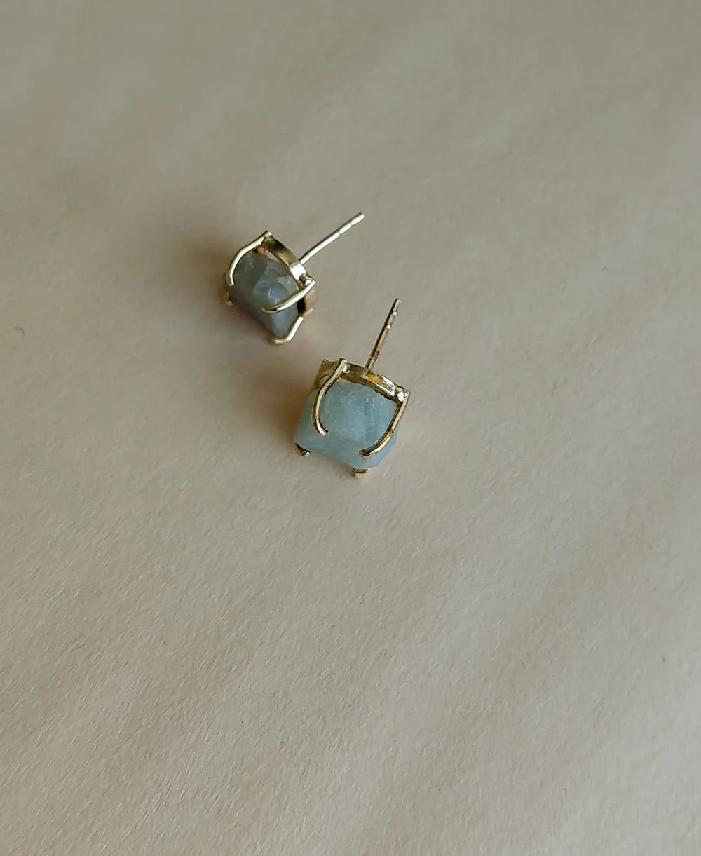 Amazonite Gold Stud Earrings
