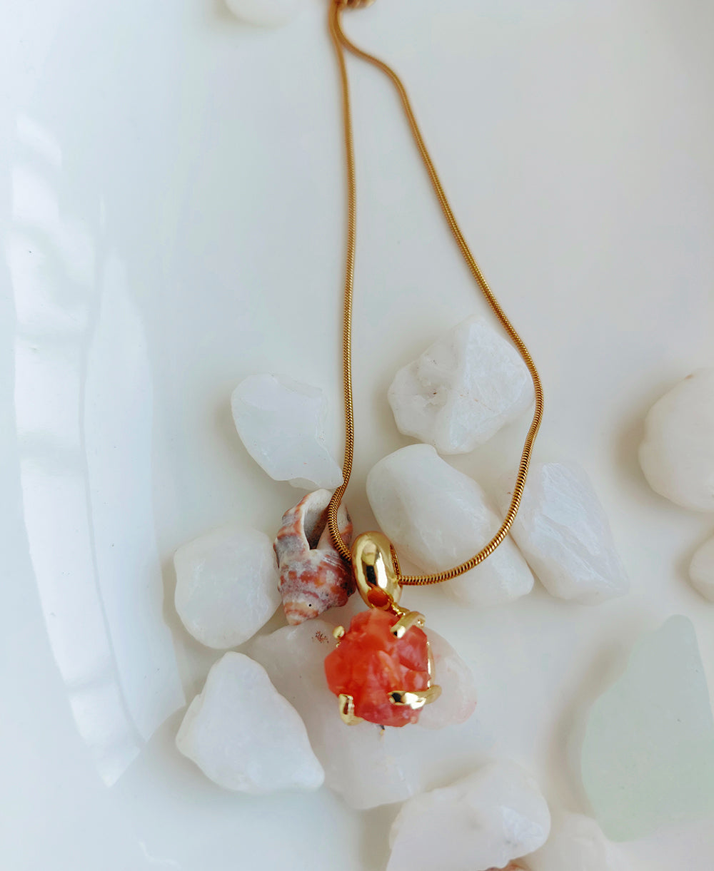 Sun Ember Carnelian 18K Gold Plated Necklace