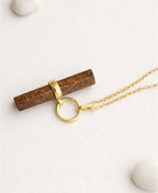 Coquina Jasper Cylinder Pendant Necklace