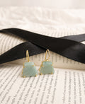 Aqua Drift Amazonite 18K Gold Plated Earrings with natural aqua-green gemstones and French hook dangle design.