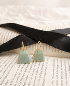 Aqua Drift Amazonite 18K Gold Plated Earrings with natural aqua-green gemstones and French hook dangle design.