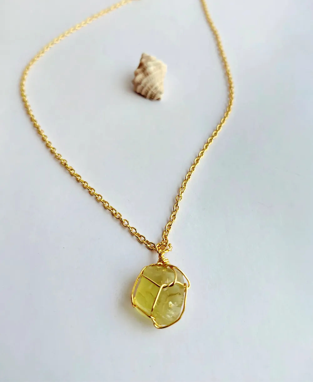 Natural Lemon Quartz Necklace