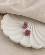 Violet Raw Amethyst Gold Stud Earrings