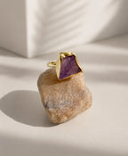 Purple Prism Raw Amethyst Gold Ring