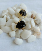 Rough Black Gemstone Gold Studs