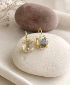 Crystal Dew Clear Quartz Gold Earrings