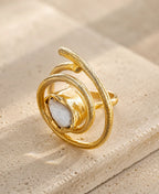 Lunar Glow Moonstone Adjustable Gold Ring