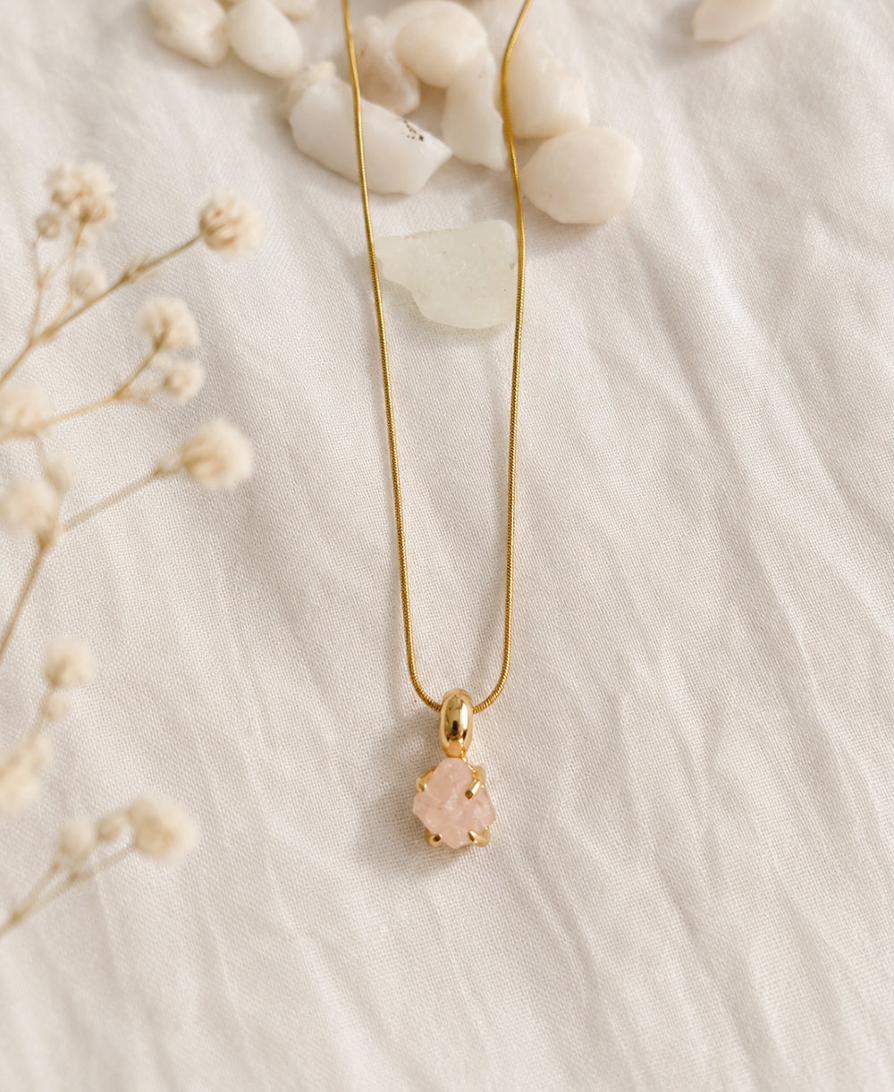 Blush Aura Rose Quartz 18K Gold Plated Necklace