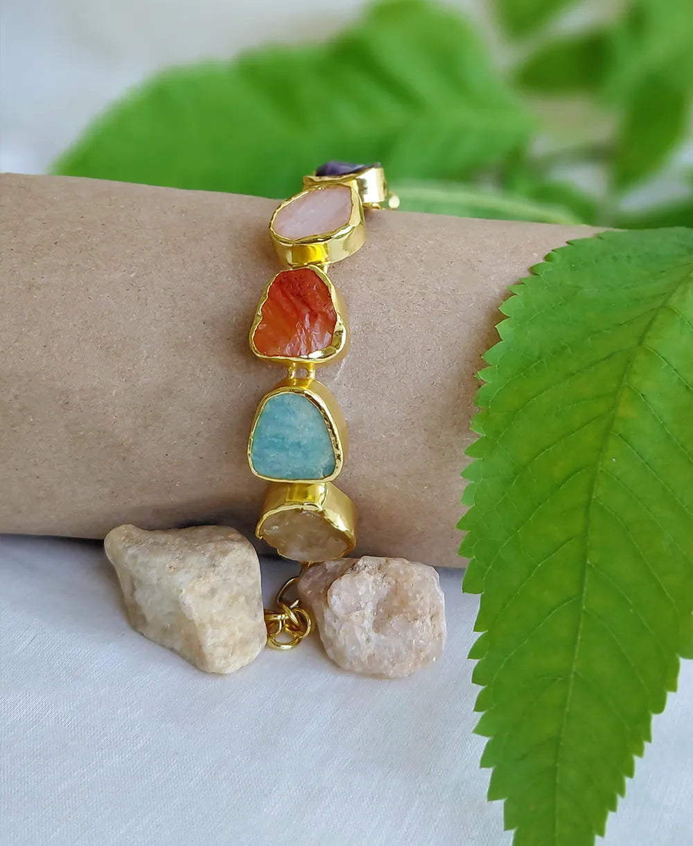 Handmade multistone bracelet featuring six natural gemstones