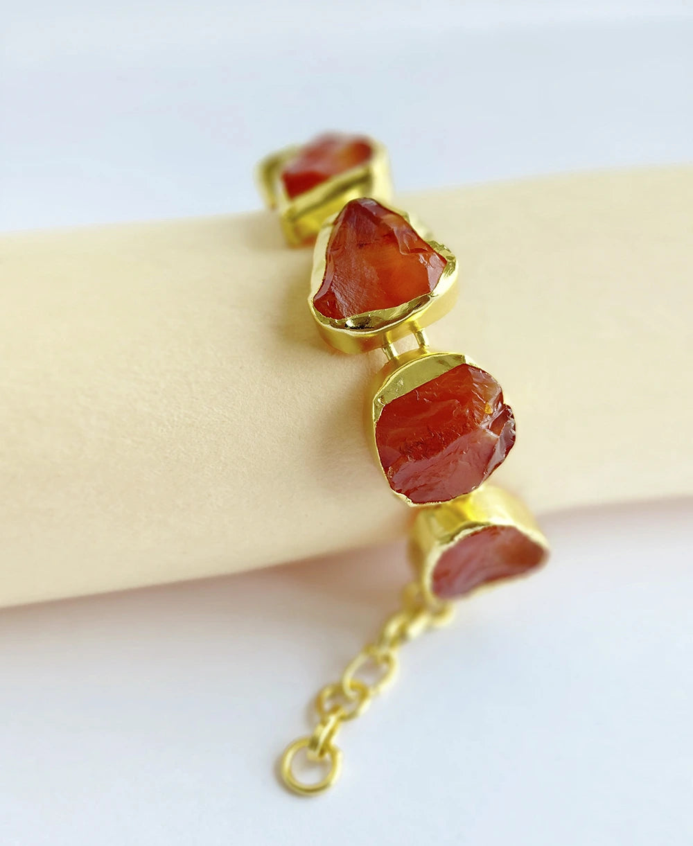 Carnelian Gemstone Gold Bracelet